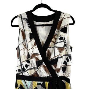 Y2K Retro Colorful Tank Mini Dress Yellow 8 Funky Disco Geometric Preppy Chic 90